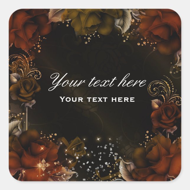 Sticker Mariage Brown Orange Rose Anniversaire Éti (Devant)