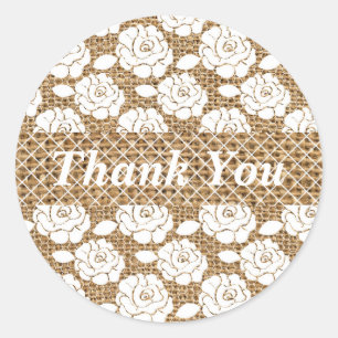 Sticker Mariage Burlap and Lace Monogram