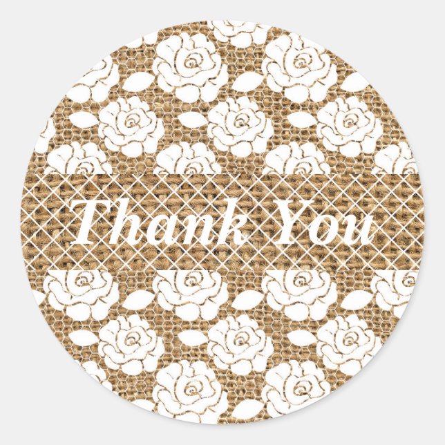 Sticker Mariage Burlap and Lace Monogram (Devant)