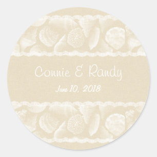 Sticker Mariage Burlap Lace et Sea Shell