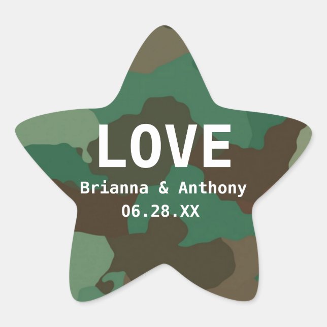 Sticker Mariage Camouflage Star Love personnalisé (Devant)