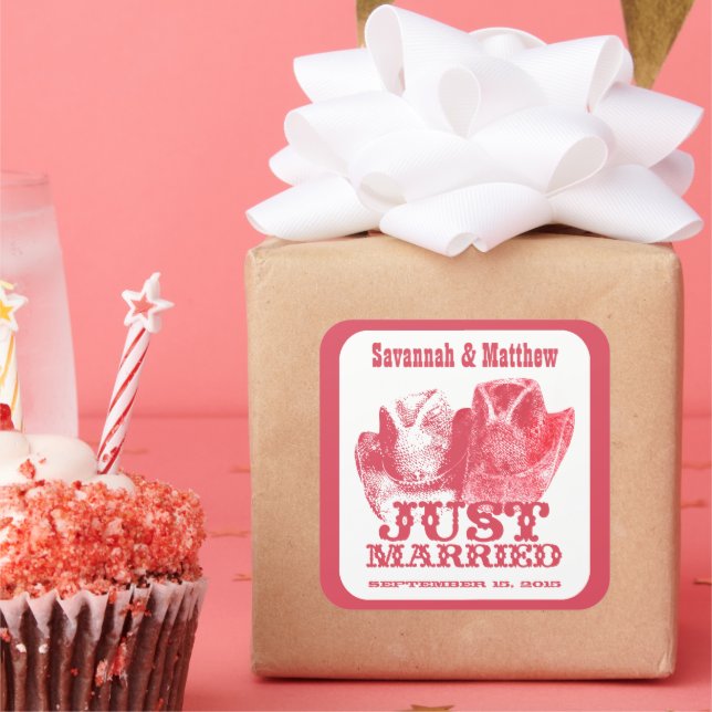 Sticker Mariage Casquette Cowboy juste marié (Fête)