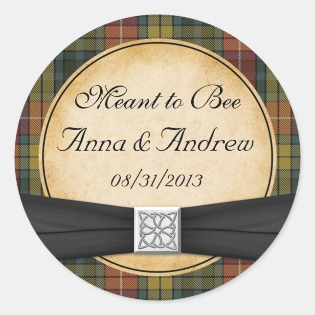 Sticker Mariage celte écossais Buchanan Tartan (Devant)