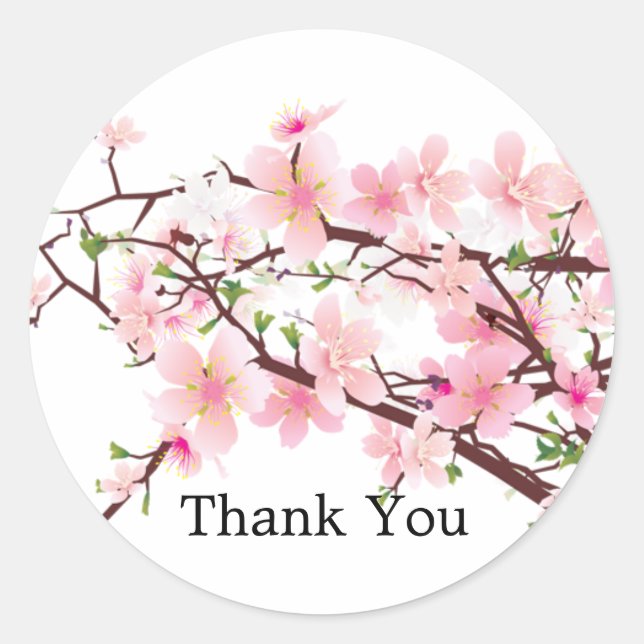 Sticker Mariage Cherry Blossom Favoriser Merci (Devant)