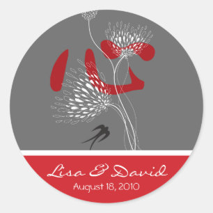 Sticker Mariage chinois Ai Love Coeur Rouge