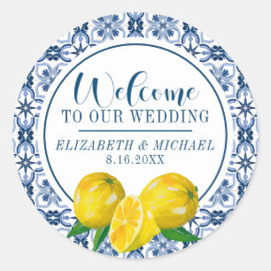 Sticker Mariage citron bleu italien