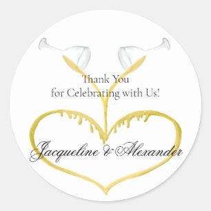 Sticker Mariage Classic Round Lunettes Champagne