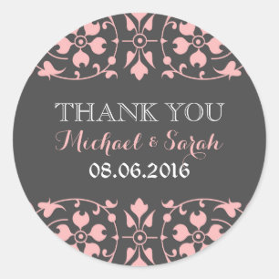 Sticker Mariage classique victorien gris rose