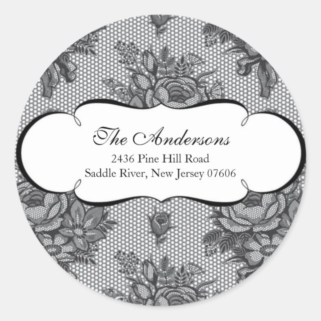 Sticker Mariage d'adresse en dentelle noire (Devant)