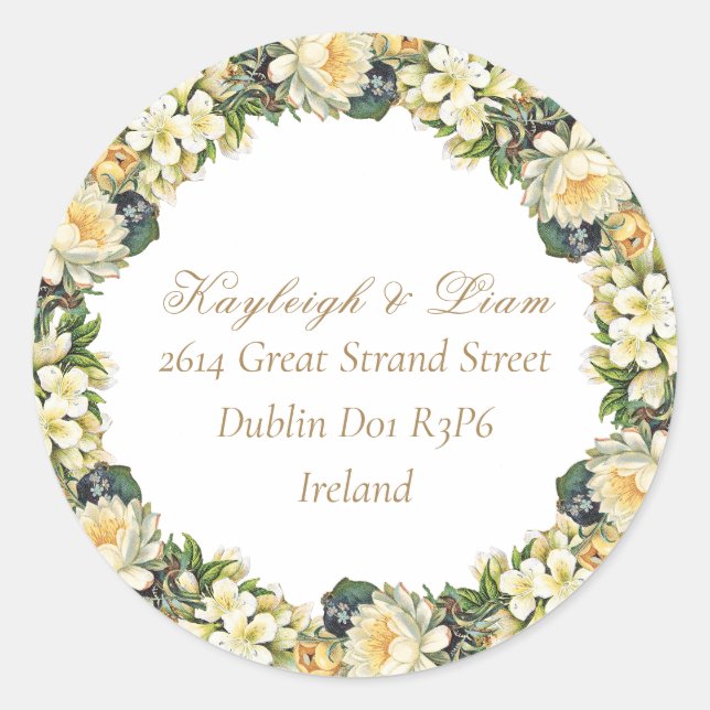 Sticker Mariage d'adresse Floral White (Devant)