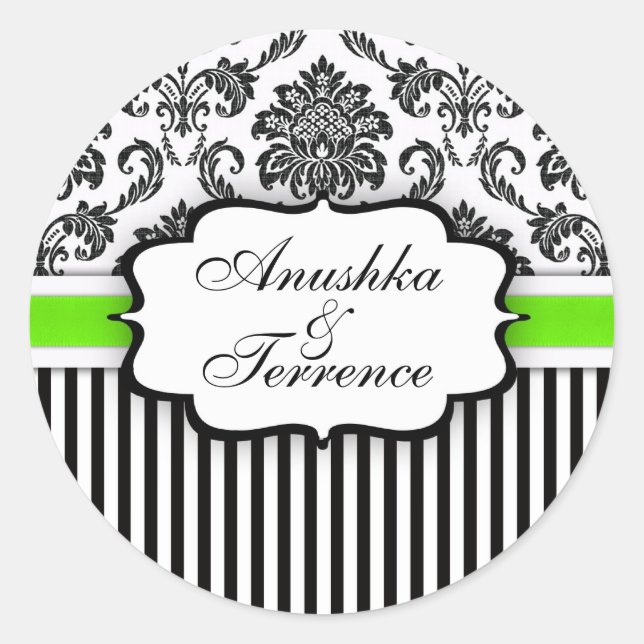 Sticker Mariage Damask noir et vert (Devant)