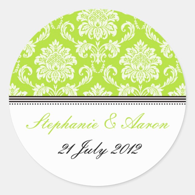 Sticker Mariage damassé Lime Green (Devant)