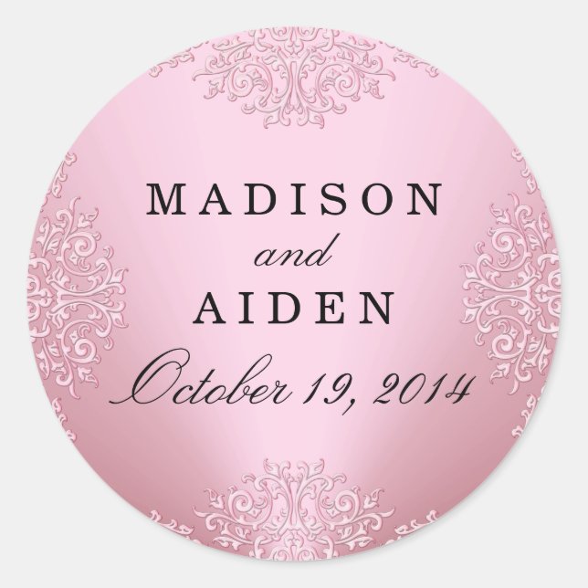 Sticker Mariage damassé Vintage rose (Devant)