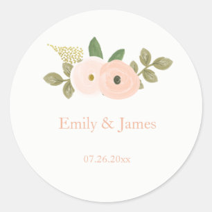 Sticker Mariage d'aquarelle florale de pêche éléga