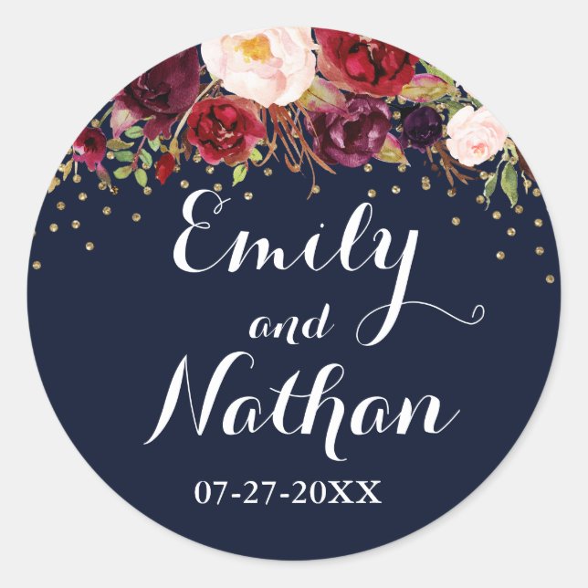 Sticker Mariage de automne Floral Gold Navy Bourgo (Devant)