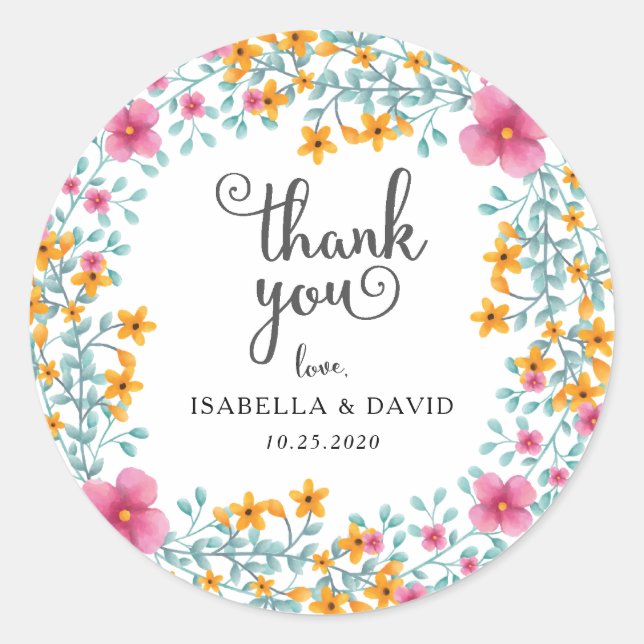 Sticker Mariage de bordure florale Aquarelle (Devant)