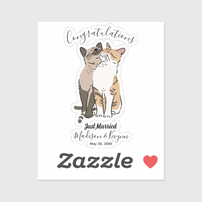 Sticker Mariage de chats mignons (Feuille)
