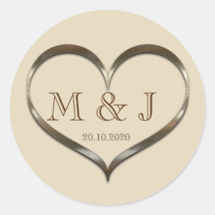 Sticker Mariage de coeur d'or monogramme mignon