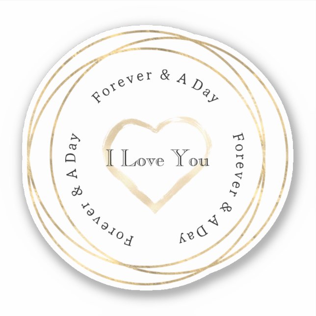 Sticker Mariage de coeur Gold Forever Love (Devant)