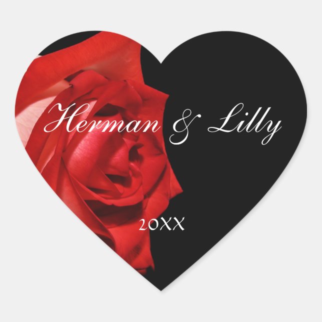 Sticker Mariage de coeur personnalisé Red Rose (Devant)