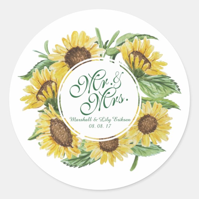 Sticker Mariage de couronne de tournesol personnal (Devant)