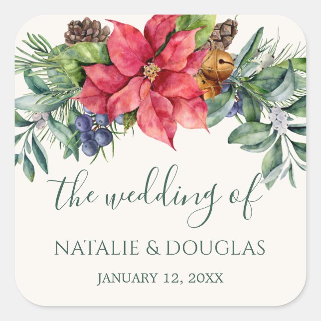 Sticker Mariage de feuillage de Poinsettia (Devant)
