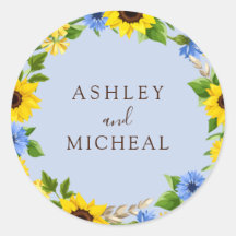 Sticker Mariage de fleurs de tournesol bleu rustiq