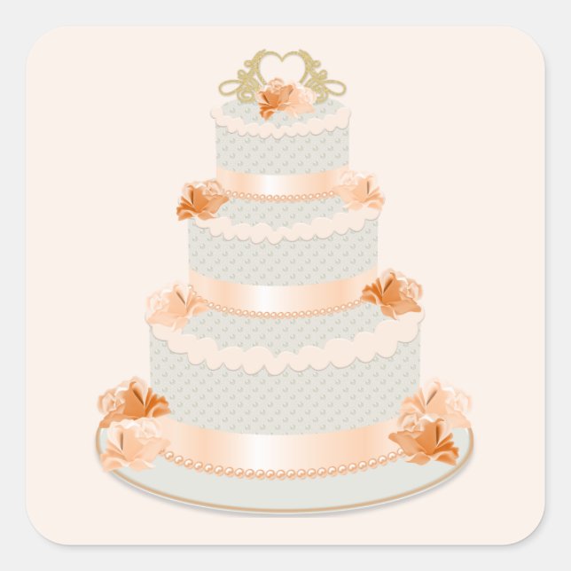 Sticker Mariage de gâteau de pêche (Devant)