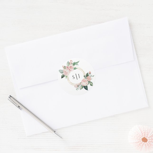 Sticker Mariage de Monogramme blanc flou (Enveloppe)