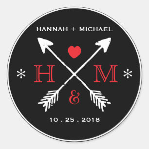 Sticker Mariage de Monogramme de Flèche de Coeur R