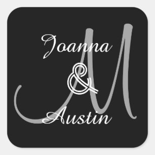 Sticker Mariage de monogramme gris NOIR et ARGENT 