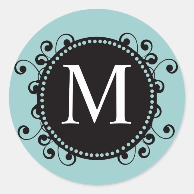 Sticker Mariage de Monogramme M noir bleu (Devant)