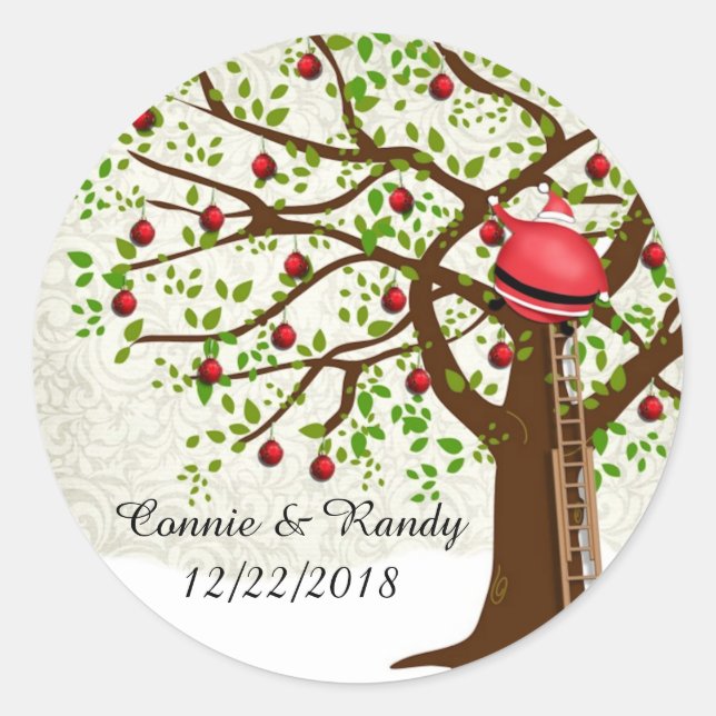 Sticker Mariage de Noël Monogram Père Noël (Devant)