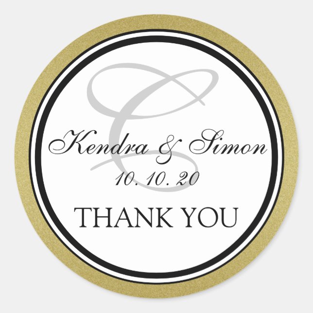 Sticker Mariage de Parties scintillant de Monogram (Devant)
