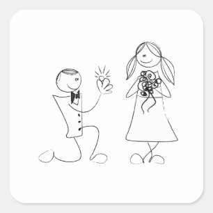 Sticker Mariage de proposition de genou plié