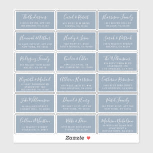 Sticker Mariage élégant Dusty Blue Adresse d'hôte