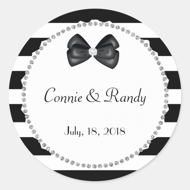 Sticker Mariage élégant en diamant noir et blanc (Devant)