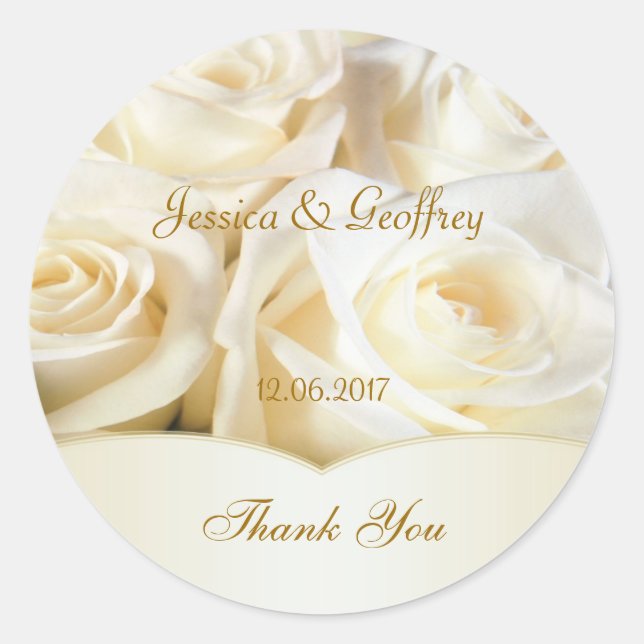Sticker Mariage élégant en Merci rose blanc (Devant)