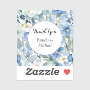Sticker Mariage élégant minimaliste classique Merci bleu c