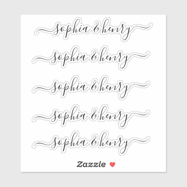 Sticker Mariage Élégant Script moderne Couple Names (Feuille)