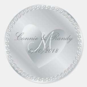 Sticker Mariage en diamant d'argent et monogramme 