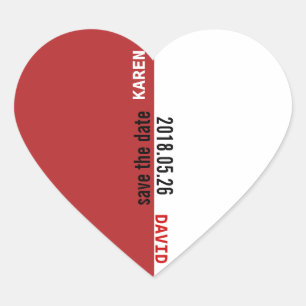Sticker Mariage en forme de coeur rouge-blanc