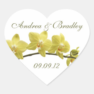 Sticker Mariage Enveloppe Orchidées Jaunes