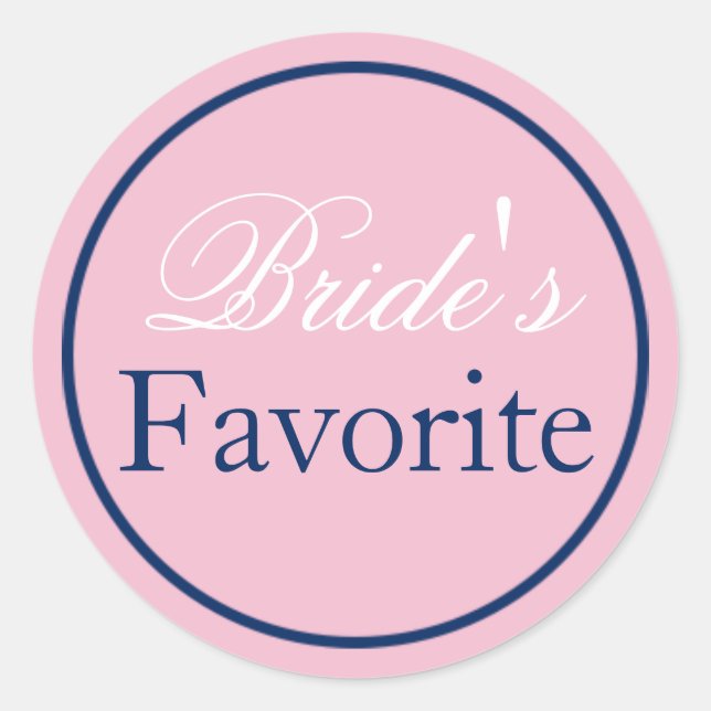Sticker Mariage "Favori de la mariée" Blush Pink/N (Devant)