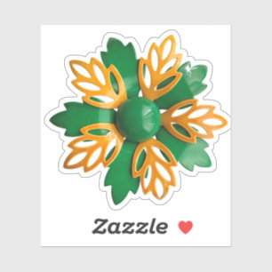 Sticker Mariage Fleur Orange Vert Fleur Funky