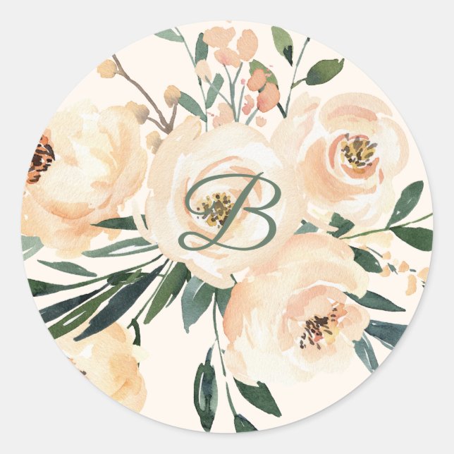 sticker mariage fleuri rose beige (Devant)