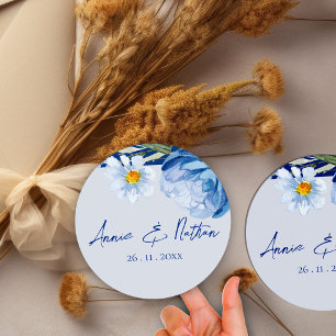 Sticker Mariage Floral à fleurs bleues tendance