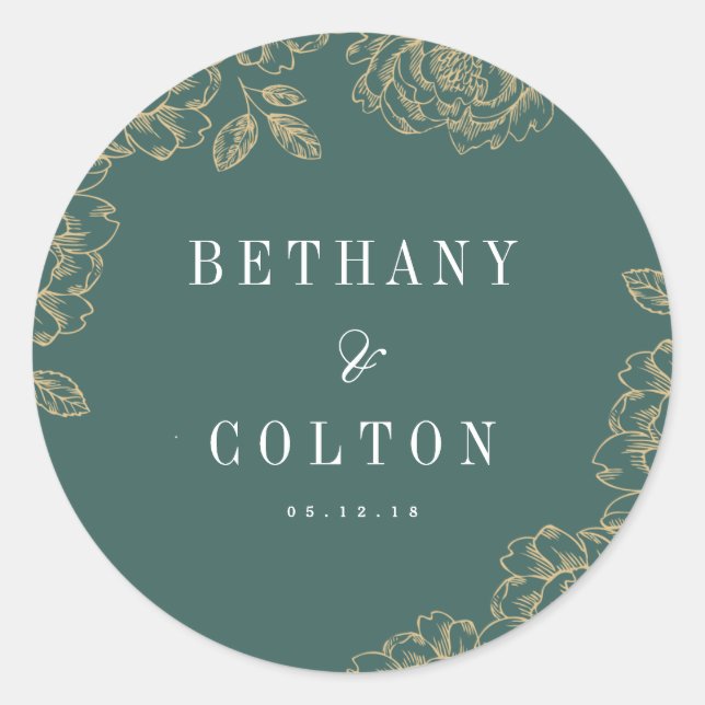 Sticker Mariage floral romantique | Emerald (Devant)
