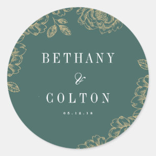 Sticker Mariage floral romantique   Emerald