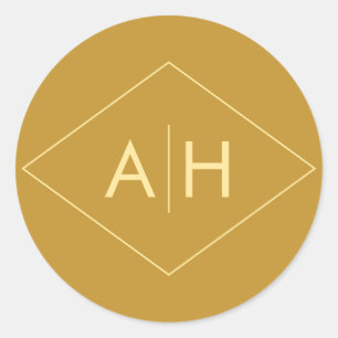 Sticker Mariage géométrique moderne en or